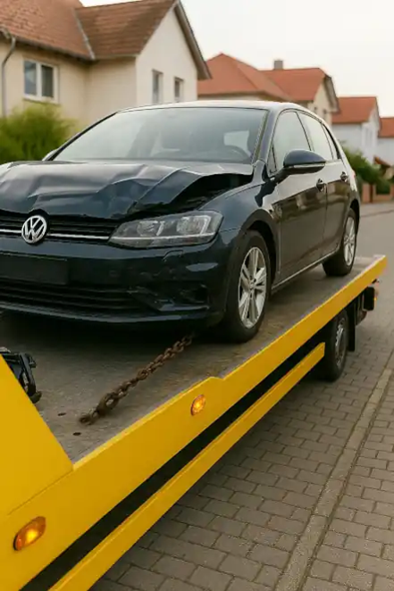 Ein defektes Auto wird in Bad Salzuflen zum Autoankauf abgeholt und fachgerecht abgeschleppt.